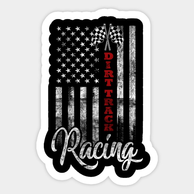 American Flag Dirt Track Racing Gift Shirt Car Bike Driver Sticker by blacks store